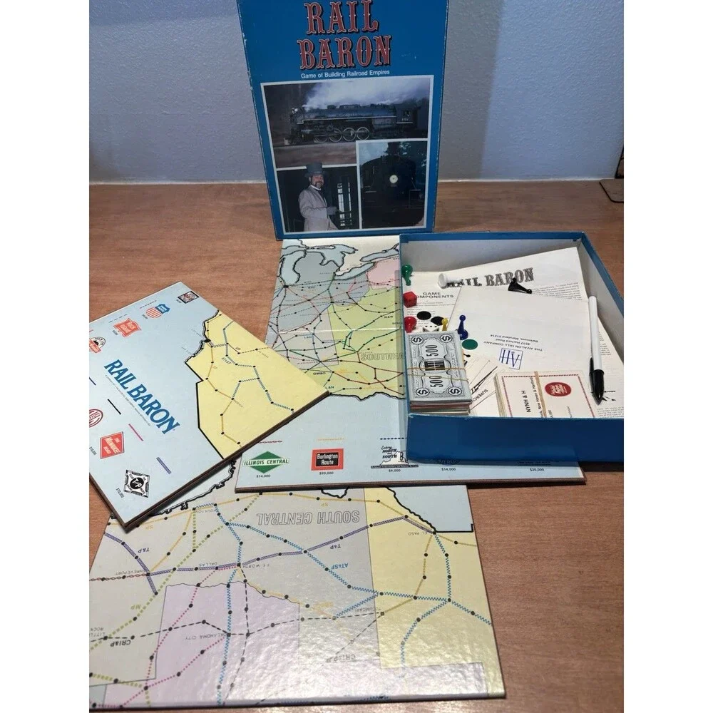 Rail Baron -  Game Of Building Railroad Empires - 1977 - Avalon Hill - Complete
